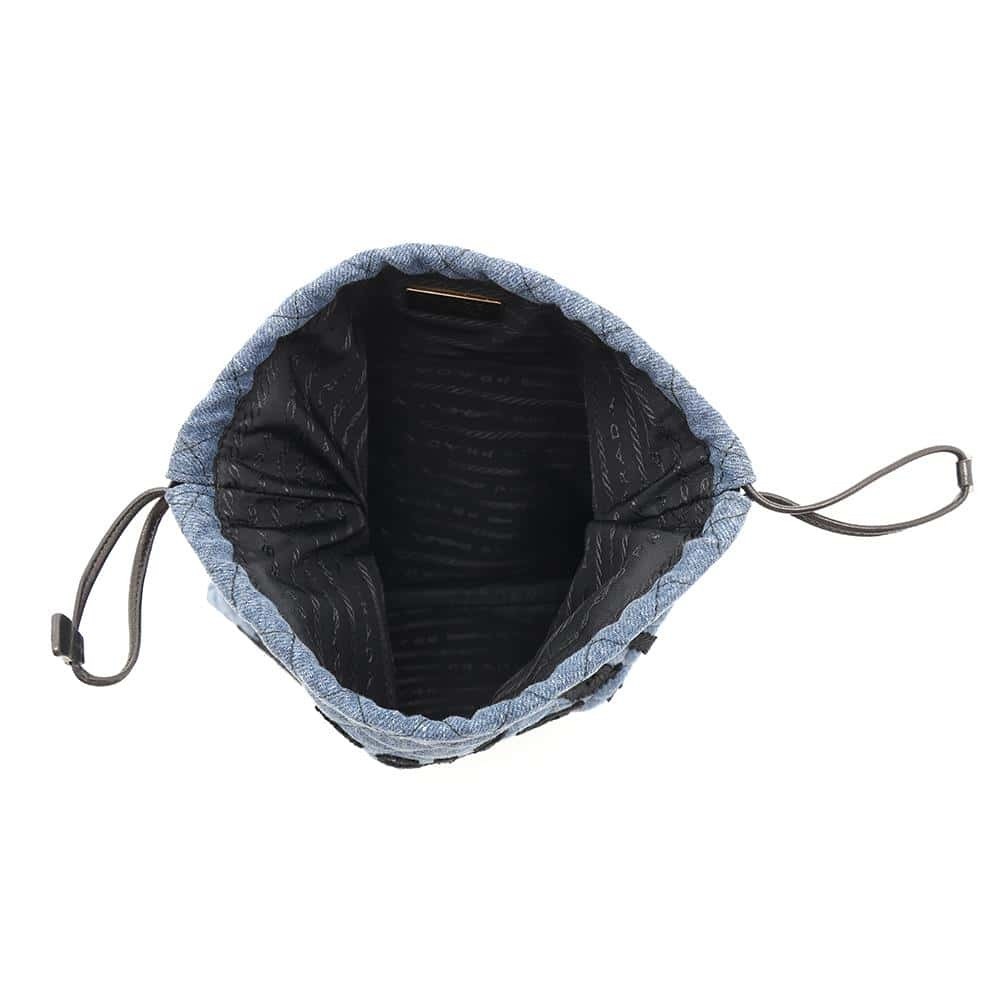 Prada Makeup Bag Drawstring Pouch Embroidered Den… - image 4